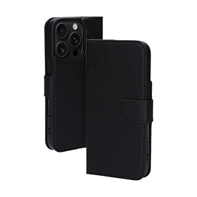 Zwarte bookcase voor iPhone 16 Pro Max
