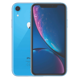 iPhone XR blauw, voor- en achterkant                            