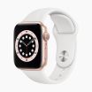 Apple Watch Series 6 44 mm rvs goud 4G met met wit sportbandje