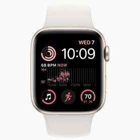 Refurbished Apple Watch SE 2022 40 mm aluminium goud wifi met wit sportbandje