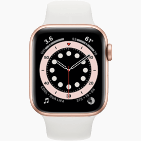 Apple Watch Series 6 44 mm aluminium goud wifi met met wit sportbandje
