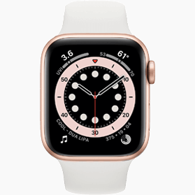 Apple Watch Series 6 44 mm aluminium goud wifi met wit sportbandje