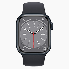 Refurbished Apple Watch Series 8 45mm aluminium zwart wifi met zwart sportbandje                            
                            