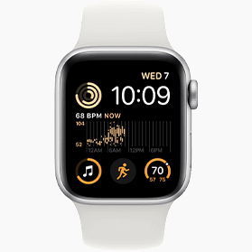 Refurbished Apple Watch SE 2022 40 mm aluminium zilver wifi met wit sportbandje 