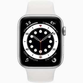 Refurbished Apple Watch Series 6 40 mm aluminium zilver wifi met wit sportbandje