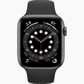 Refurbished Apple Watch Series 6 40 mm aluminium zwart wifi met zwart sportbandje