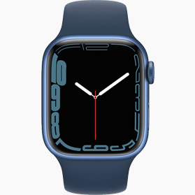 Refurbished Apple Watch Series 7 45mm aluminium blauw 4G met blauw sportbandje                      
                            