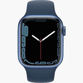 Refurbished Apple Watch Series 7 45mm aluminium blauw 4G met blauw sportbandje                      
                            