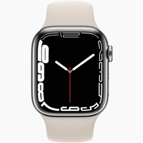 Refurbished Apple Watch Series 7 45mm aluminium zilver wifi met wit sportbandje                            
