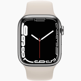 Refurbished Apple Watch Series 7 41mm aluminium zilver 4G met wit sportbandje                            
                            
