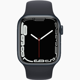 Refurbished Apple Watch Series 7 45mm aluminium zwart wifi met zwart sportbandje                            
                            