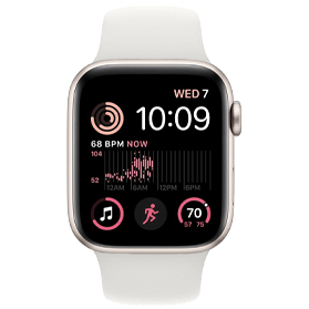 Apple Watch SE 2022 40mm aluminium sterrenlicht wifi met wit sportbandje