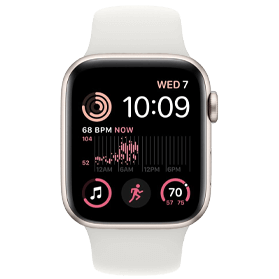 Apple Watch SE 2022 40mm aluminium sterrenlicht 4G met wit sportbandje