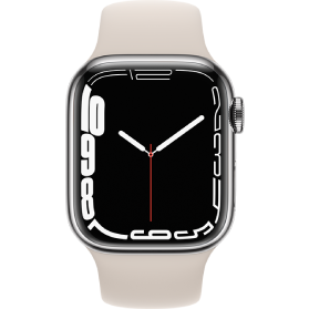 Apple Watch Series 7 45mm aluminium zilver wifi met wit sportbandje