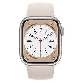Apple Watch Series 8 45mm aluminium sterrenlicht 4G met wit sportbandje