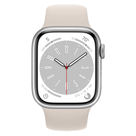 Apple Watch Series 8 45mm aluminium zilver 4G met wit sportbandje