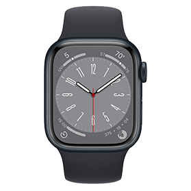 Apple Watch Series 8 41mm aluminium zwart 4G met zwart sportbandje