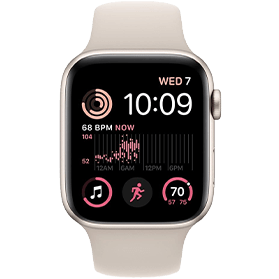 Apple Watch SE 2022 40mm aluminium sterrenlicht wifi met antique wit sportbandje