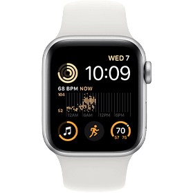 Apple Watch SE 2022 44mm aluminium zilver wifi met wit sportbandje