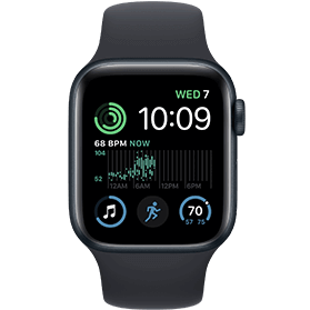 Apple Watch SE 2022 40 mm aluminium zwart 4G met zwart sportbandje
