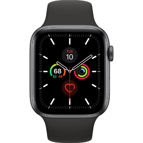 Apple Watch Series 5 44 mm aluminium zwart wifi met zwart sportbandje