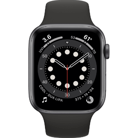 Apple Watch Series 6 44 mm aluminium zwart wifi met zwart sportbandje