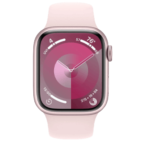 Apple Watch Series 9 41mm aluminium roze wifi met wit sportbandje