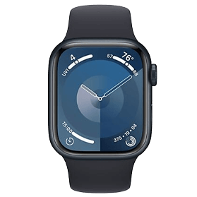 Apple Watch Series 9 45mm aluminium zwart wifi met zwart sportbandje