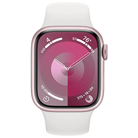 Apple Watch Series 9 41mm aluminium roze wifi met wit sportbandje