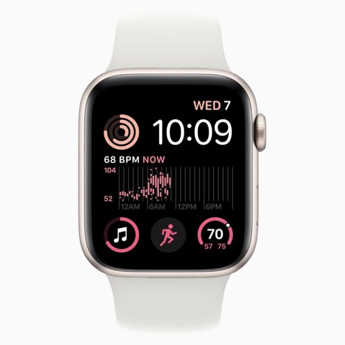 Refurbished Apple Watch SE 2022 40 mm aluminium goud wifi met wit sportbandje