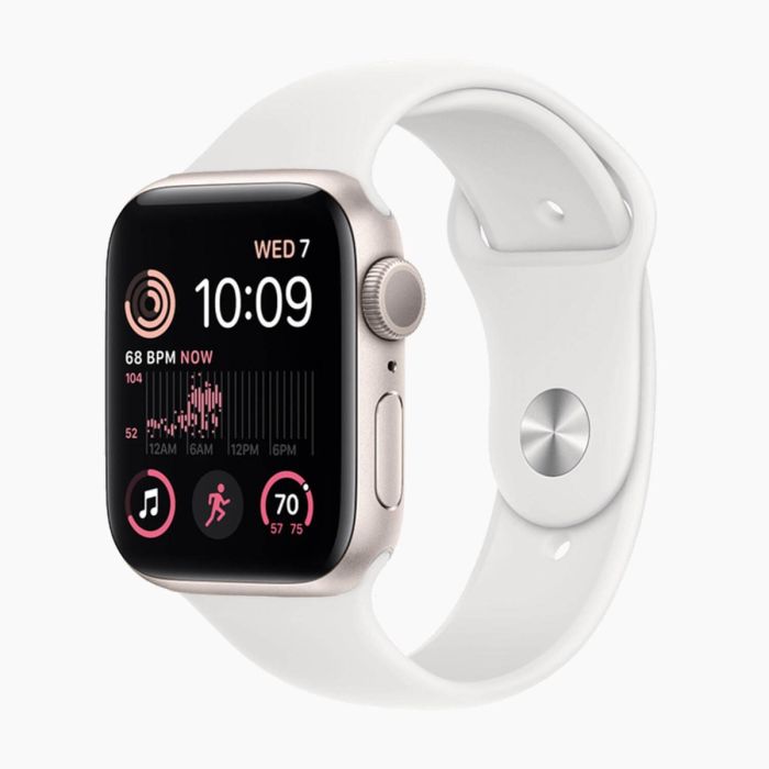 Refurbished Apple Watch SE 2022 40 mm aluminium goud wifi met wit sportbandje
