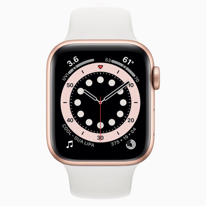 Apple Watch Series 6 40 mm aluminium goud 4G met wit sportbandje