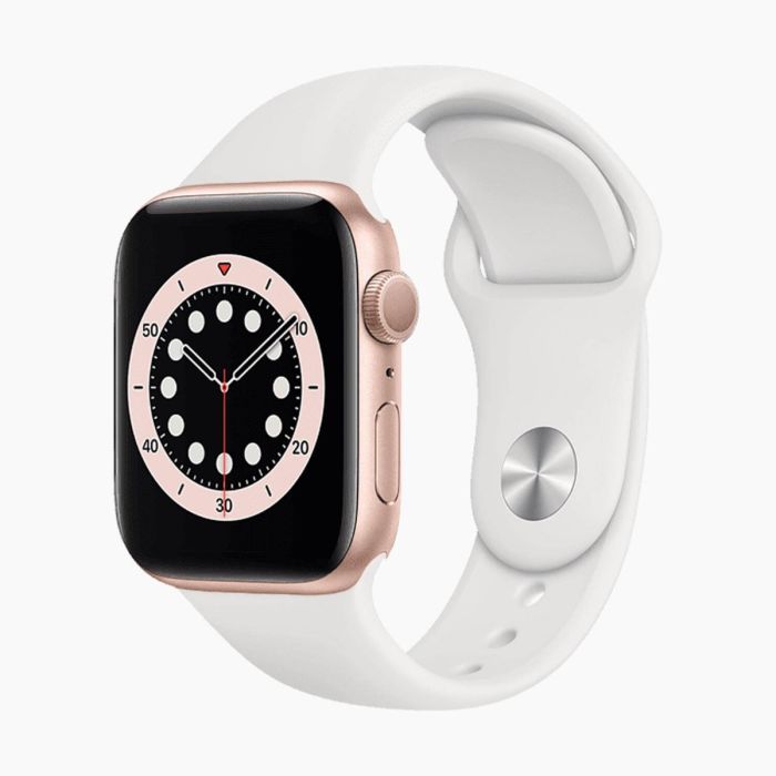 Apple Watch Series 6 44 mm aluminium goud wifi met met wit sportbandje
