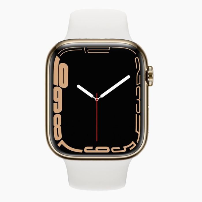 Apple Watch Series 7 41mm RVS goud 4G met wit sportbandje