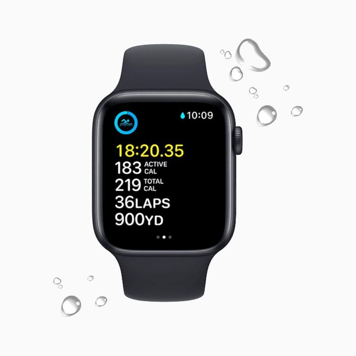 Refurbished Apple Watch SE 2022 40 mm aluminium zwart wifi met zwart sportbandje