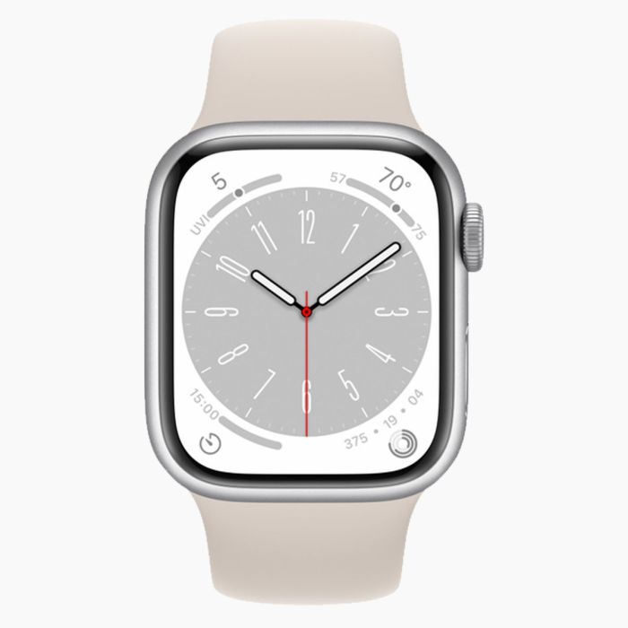 Refurbished Apple Watch Series 8 41mm aluminium zilver 4G met wit sportbandje                      
                            
                            
                            