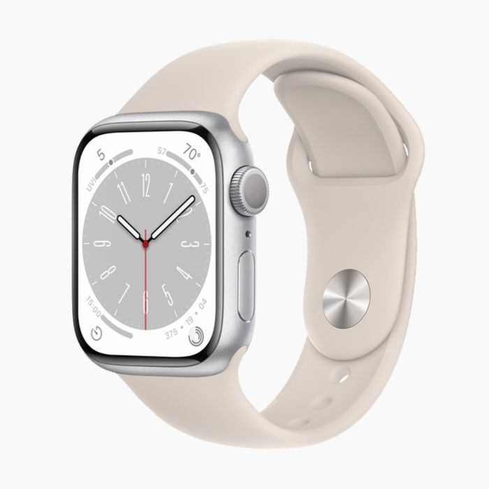 Refurbished Apple Watch Series 8 45mm aluminium zilver 4G met wit sportbandje                      
                            
                            