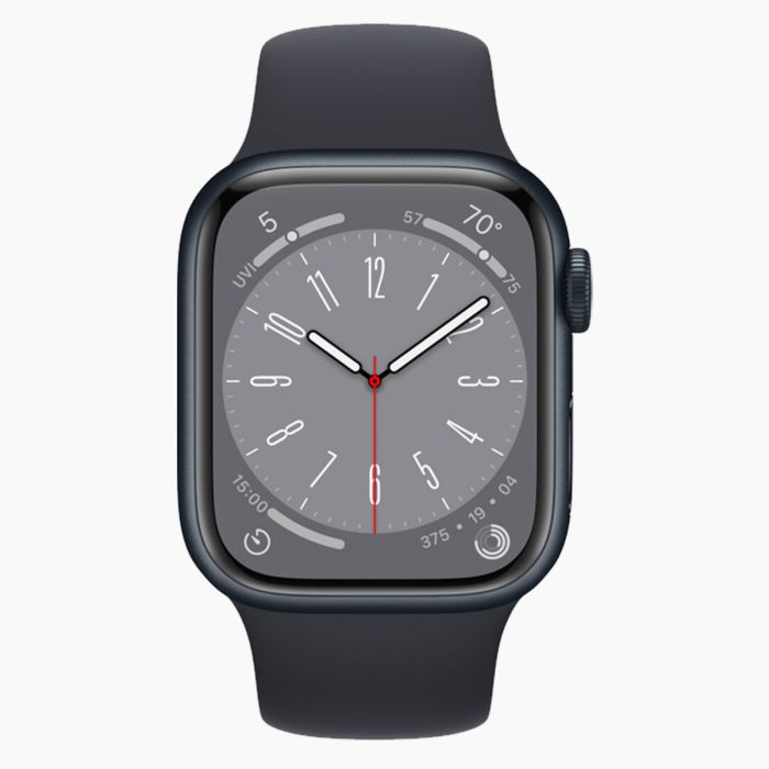 Refurbished Apple Watch Series 8 45mm aluminium zwart 4G met zwart sportbandje                            
                            
                            