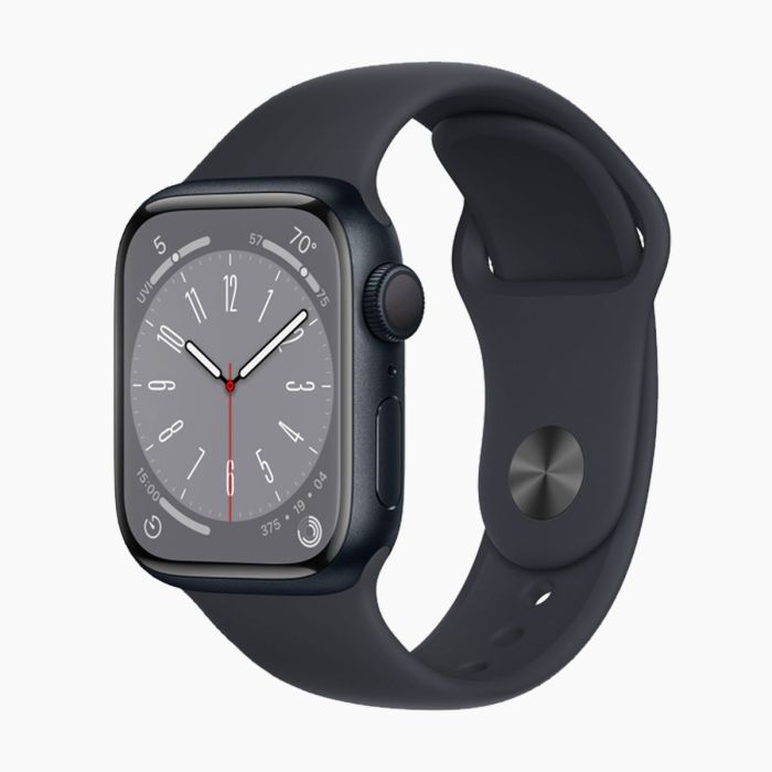 Refurbished Apple Watch Series 8 45mm aluminium zwart 4G met zwart sportbandje                            
                            
                            