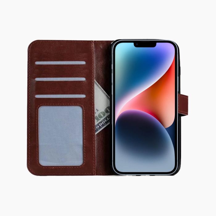 Bookcase bruin voor iPhone 14 Plus