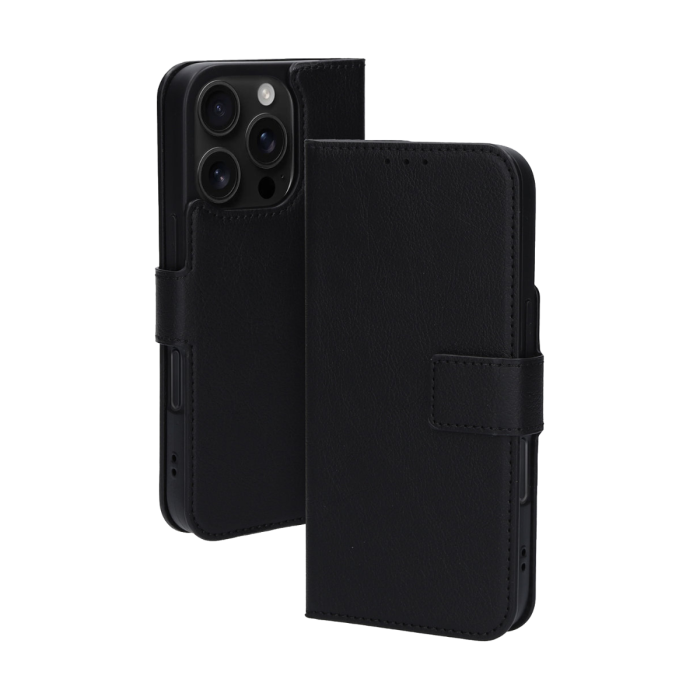 Zwarte bookcase voor iPhone 16 Pro Max