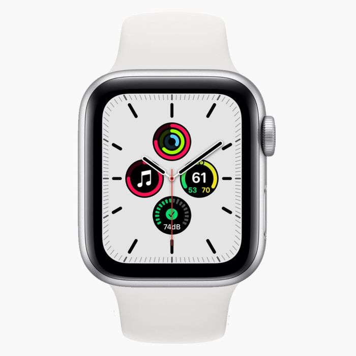 Refurbished Apple Watch SE 2020 40 mm aluminium zilver wifi met wit sportbandje