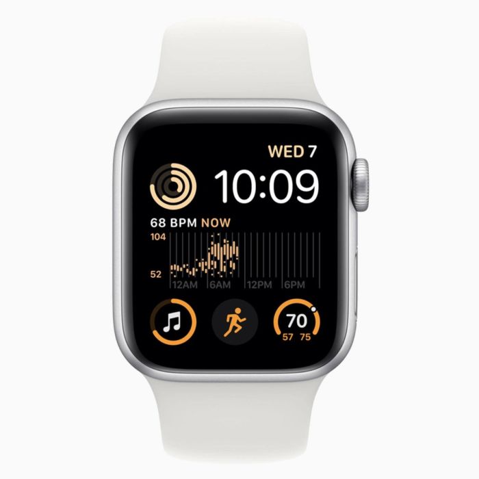Refurbished Apple Watch SE 2022 40 mm aluminium zilver wifi met wit sportbandje
