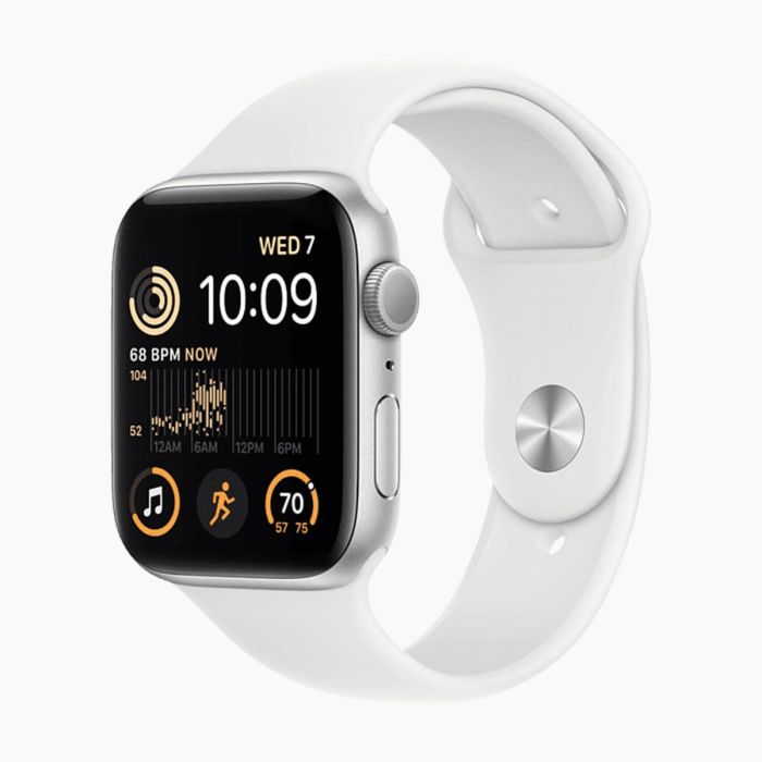 Refurbished Apple Watch SE 2022 40 mm aluminium zilver wifi met wit sportbandje