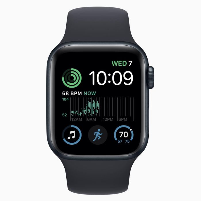 Refurbished Apple Watch SE 2022 40 mm aluminium zwart wifi met zwart sportbandje