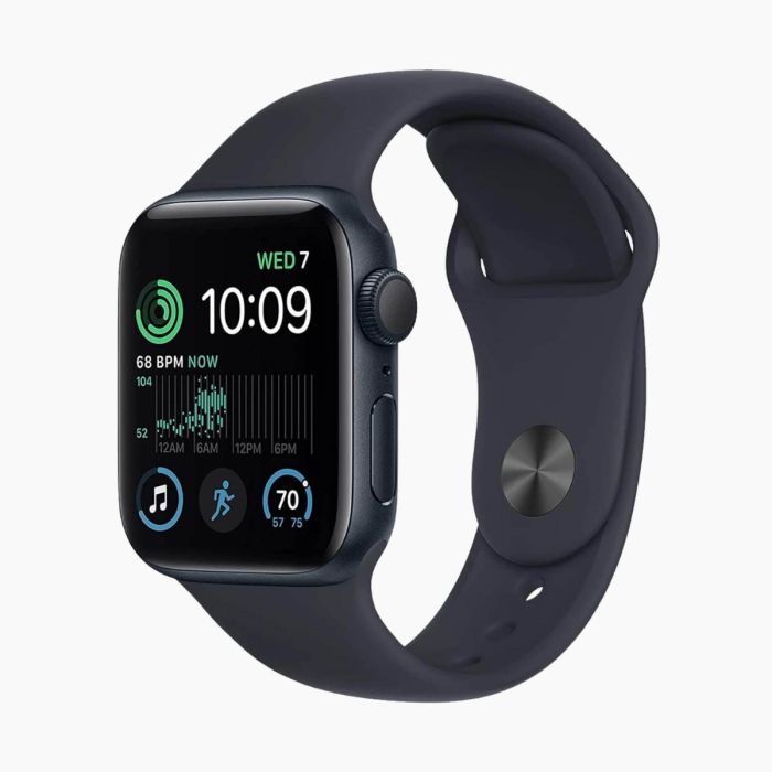Refurbished Apple Watch SE 2022 40 mm aluminium zwart wifi met zwart sportbandje