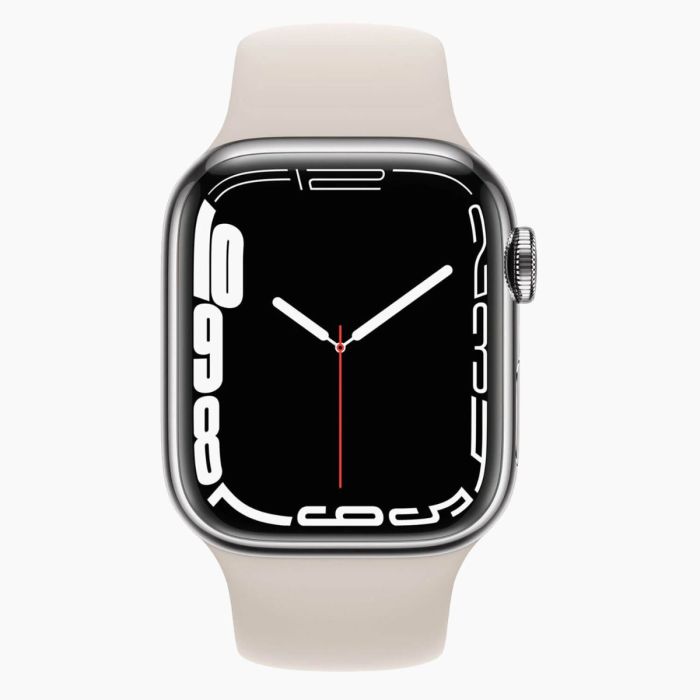 Refurbished Apple Watch Series 7 45mm aluminium zilver wifi met wit sportbandje                            