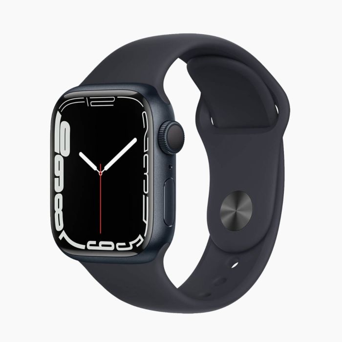 Refurbished Apple Watch Series 7 45mm aluminium zwart 4G met zwart sportbandje                            