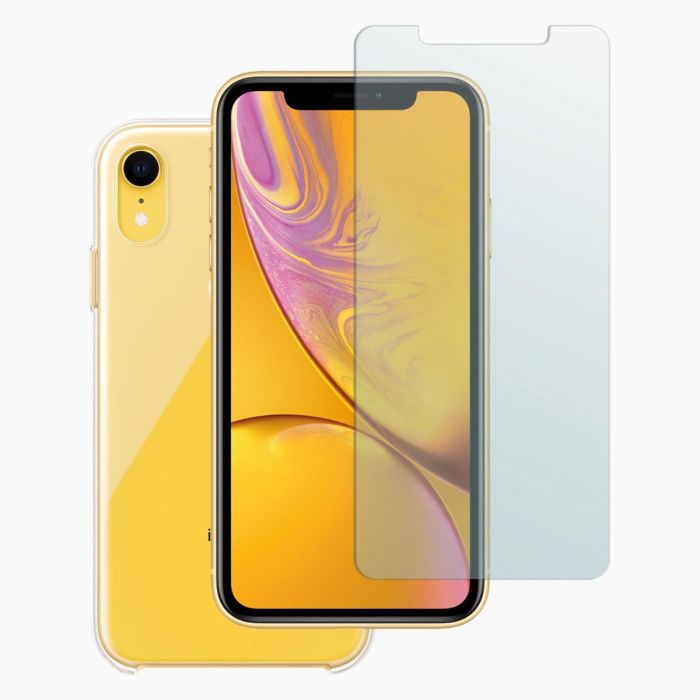 Refurbished iPhone XR screenprotector en hoesje transparant