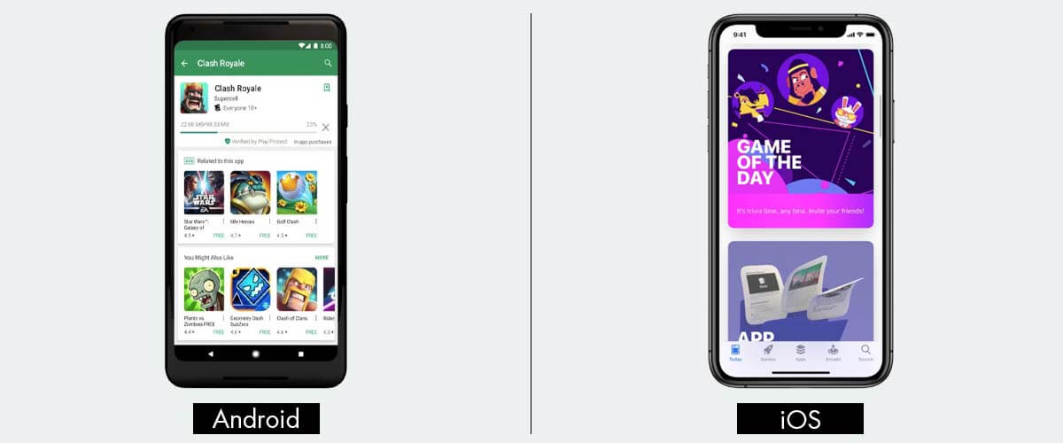 Android vs iOS apps downloaden